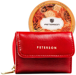 Damski portfel minimalistyczny w czerwonym kolorze - Peterson