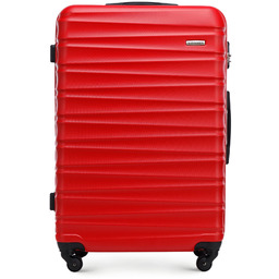 Duża walizka z ABS-u z żebrowaniem czerwona