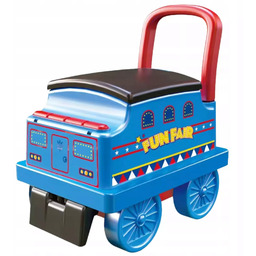 Niebieski Wagonik Lokomotywy Wózek Chodzik Jeździk Pchacz Efekty