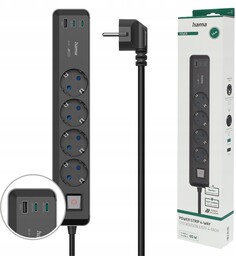 Listwa zasilająca Hama Usb 65W Schuko 4 gniazda