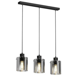 Lindby - Kourtney 3 Lampa Wisząca Black/Smoke