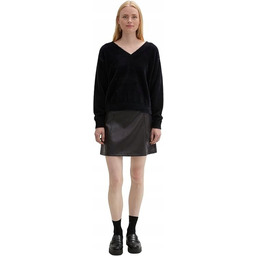 TOM TAILOR CZARNA PROSTA SPÓDNICA Z EKO SKÓRY