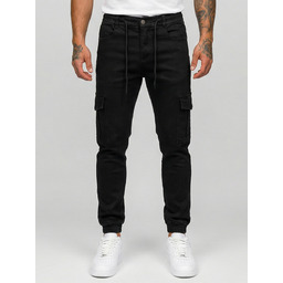 Spodnie męskie jeansowe joggery bojówki czarne Denley Gello