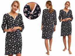 Italian Fashion Koszula nocna LEONIA: granat/róż