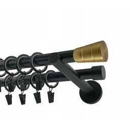 Karnisz podwójny Metalowy 19+19mm Walec Basic Gold 280cm