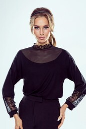 Bluzka Damska Oversize Paula Eldar Tiulowe Wstawki Stójka