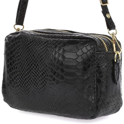 Czarna skórzana listonoszka damska włoska croco kuferek Beltimore