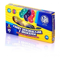 Farby dekoracyjne brokatowe 6 kolorów 10 ml Astra