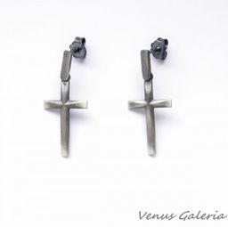 Kolczyki z krzyżykiem - Cross IV gray