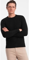 Klasyczny sweter męski z okrągłym dekoltem - czarny