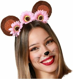 BigBuy Carnival Opaska Uszy Kwiaty