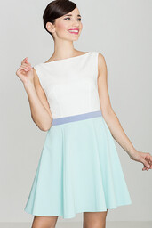 Zwiewna sukienka dwukolorowa - rozkloszowana sukienka - miętowa