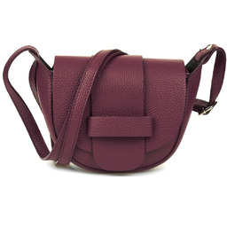 Burgund Vera Pelle Damska Skórzana Mała Torebka Listonoszka