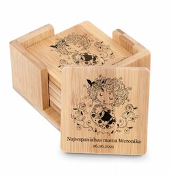 Podkładki bambusowe pod piwo kawę zestaw x6