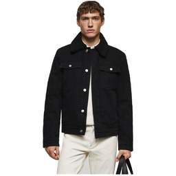 MANGO MAN CZARNA KURTKA JEANSOWA MĘSKA Z PIKOWANEGO