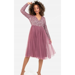 MAYA DELUXE PLUS SIZE SUKIENKA Z DŁUGIM RĘKAWEM