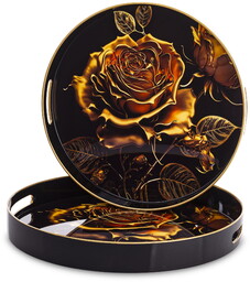 Taca tace dekoracyjne okrągłe czarne kpl. 2 szt.