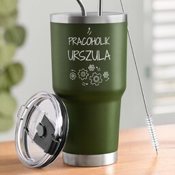 Zielony kubek termiczny z własnym grawerem dla niej