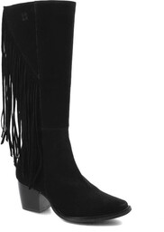 Czarne Kozaki Maciejka Eleganckie Skórzane Buty Damskie