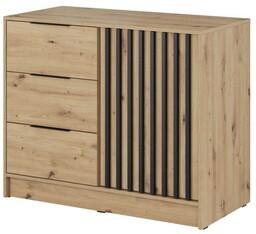 Komoda NELLY 2D Dąb artisan Czarne lamele