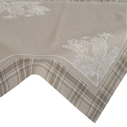 Eurofirany Obrus 90x90 gobelinowy beżowy ciemny liście