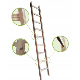 Drabina drewniana przystawna 8-stopniowa, wys. 255 cm