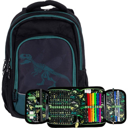 Plecak szkolny Strigo Misty Dinozaur Piórnik z wyposażeniem