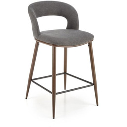 Hoker z oparciem tapicerowany szary / orzech H114