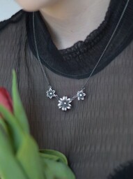 Naszyjnik srebrny handmade - Niezapominajki