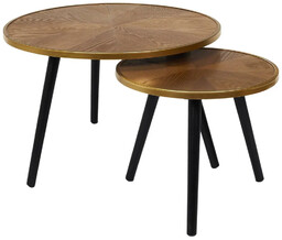 Elior Zestaw okrągłych stolików orzech D6-E04