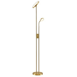 Lampa Podłogowe Lindby, Seppa, ściemnialny, złoty mosiężny, salon,