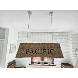 Abażur Klosz Rattanowy Duży Trapez Hampton Z Napisem