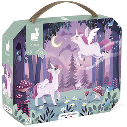Janod Puzzle w walizce Jednorożce 54 elementy 5+