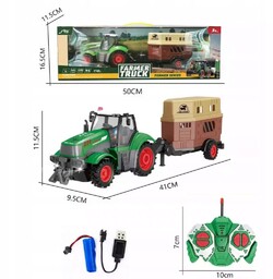 Traktor R/c z przyczepą do przewożenia koni 504x177