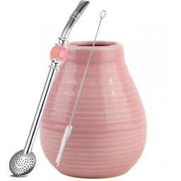 Zestaw Yerba Mate Tykwa Ceramiczna Różowa 330 ml