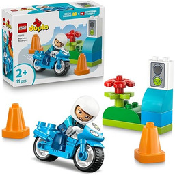 LEGO DUPLO Niebieski motocykl policyjny, klocki dla 2-latka,