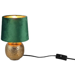 Lampa nocna złota z zielonym welurowym abażurem SOPHIA
