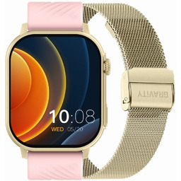 Smartwatch Gravity GT15-7 Różowy Pasek Silikonowy + Złota