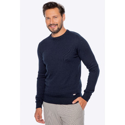 Sweter męski z bawełny z domieszką kaszmiru granatowy