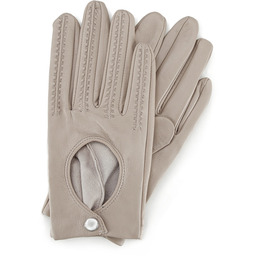 Rękawiczki samochodowe damskie ze skóry licowej ecru