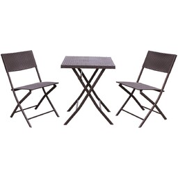 Zestaw mebli balkonowych stolik i 2 krzesła brązowy