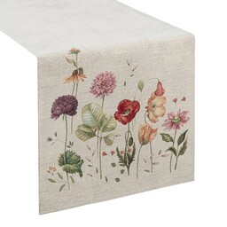 Eurofirany Obrus bieżnik 40x100 gobelinowy szary kwiaty