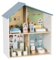 TookyToy Drewniany domek dla lalek z meblami