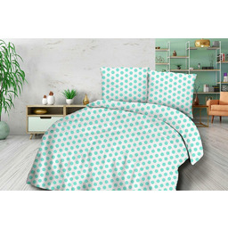 Darymex Pościel satynowa 220x200 1473/1 biała miętowa grochy