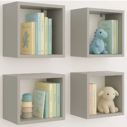 Elior Komplet szarych kwadratowych półek dziecięcych A9-B33