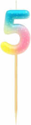 Świeczka cyferka pastelowa ombre - 5 - pięć