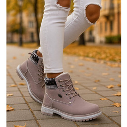 Ocieplane różowe botki trapery dziewczęce