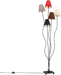 QAZQA Designerska lampa podłogowa czarna z kloszami