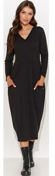 Casualowa sukienka z dzianiny dresowej czarna NU454, Kolor