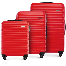 Zestaw walizek z ABS-u z żebrowaniem czerwony